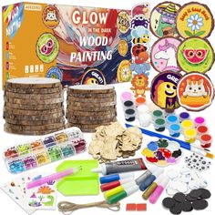 the glow in the dark wood painting kit is full of crafting supplies and crafts