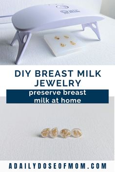 two different types of jewelry on display with text overlay that reads diy breast milk jewelry preserve breast milk at home