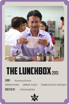 the lunchbox 2013 movie poster with an image of a man holding a paper in front of him