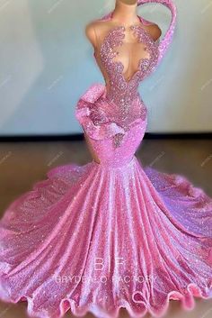 Pink Extra Prom Dresses, Long Prom Dress Ideas, Fancy Dresses Pink, Pink Prom Dresses Mermaid, Prom Dress Pictures, Prom Dress With Train