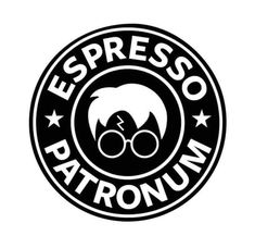 a black and white logo with the words espresso patronum in it