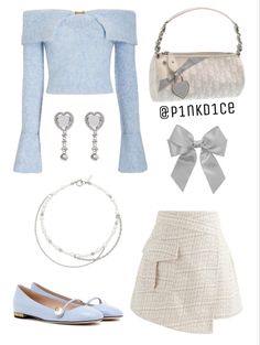 Powder Blue Outfit Color Combos, Girly Old Money Outfits, Royal Inspired Outfits, Royal Outfit Ideas, Outfits For Rectangle Body Shape, Channel Outfits, Princess Inspired Outfits, Blue Outfit, Really Cute Outfits