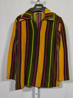 60s Fashion Mens, 60s Hippie, 1960s Outfits, Velvet Shirt, 60s Fashion, Vintage 60s, Very Rare, Vibrant Colors, Mens Shirts