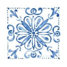 an artistic blue and white tile design