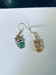 Owl Dangle Earrings, Cute Gold Earrings, Trendy Gift Ideas for Her, Colorful Earrings - Etsy Pierced Dangle Earrings In Enamel, Gold Enamel Pierced Earrings, Hypoallergenic Gold Enamel Jewelry, Enamel Dangle Single Earring, Trendy Enamel Drop Earrings, Adjustable Enamel Earrings With Ear Wire, Nickel Free Enamel Dangle Earrings, Nickel-free Enamel Drop Earrings, Single Enamel Drop Earring