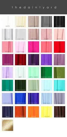 an image of the color chart for different fabrics and fabrics, with text overlaying it