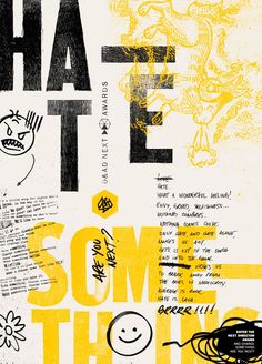 a poster with some writing on it that says hate som thoue, and an image of a dragon