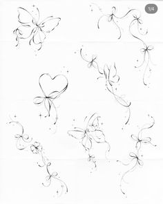 several drawings of different shapes and sizes of butterflies on white paper with the words love written in