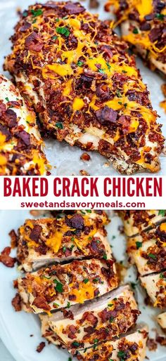 Baked Crack Chicken is creamy and cheesy on the outside, tender and juicy on the inside! Addictingly delicious, loaded with flavors and so easy to make! #chicken #bakedchicken #chickenbreast #sweetandsavorymeals #chickenfoodrecipes Easy Delicious Dinners, Oven Baked Chicken Breasts, Easy Chicken Dinner Recipes, Chicken Tender Recipes, Healthy Dinner Recipes Chicken, Oven Baked Chicken, Dinner Recipes Crockpot, Chicken Dinner Recipes, Easy Chicken Recipes