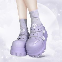 👠 Shoes 💜 sugarplum · y2k, coquette, egl, cosplay fashion and home decor store 💜 Powered by Storenvy Platform Shoes Aesthetic, Thick Shoes, Heart Platforms, Mary Jane Platform Shoes, Kawaii Bags, Kawaii Shoes, Statement Shoe, Platform Mary Janes, Heart Bag