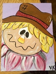 a painting of a scarecrow wearing a hat