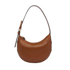 PRICES MAY VARY. Editor's Notes: A reinterpretation of an “it” shape from the 90s, the Harwell crescent-shaped bag has thoughtful details. Outfitted in soft brown leather, this bag features saddle stitching, a leather-wrapped buckle, knurled studs and an adjustable strap. Perfectly Proportioned: 9" L x 3" W x 5.5" H; 1 Adjustable Shoulder Strap Premium Craftsmanship: LiteHide Leather Crescent Bag; Fabric Lining; imported It's all in the Details: Interior Detail: 1 Slide Pocket Style Essentials: Classic Fashion Pieces, Style Uniform, Crescent Bag, Style Essentials, Fall Handbags, Bag Fabric, Handbag For Women, Shoulder Bags For Women, Brown Leather Bag