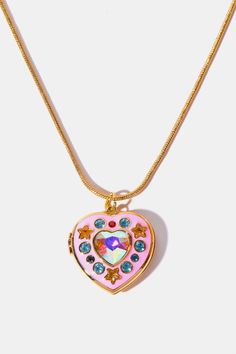 Rhinestone Decor Heart Box Pendant Necklace-TOPS / DRESSES-[Adult]-[Female]-Gold-One Size-2022 Online Blue Zone Planet Fest Outfits, Heart Box, Rhinestone Decor, Funky Jewelry, Jewelry Lookbook, Fashion Materials, Jewelry Inspo, Style Minimalist, Girls Jewelry