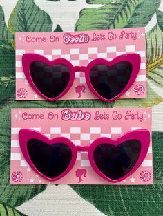 Let's Go Party Sunglasses favor - Perfect for doll-themed bachelorette parties or birthdays! These chic pink custom design sunglass holders are stylish and can be customized with names or sayings bringing a touch of glamour to your event. Elevate your festivities with these stylish and personalized party favors - because every babe or bestie deserves a party as unique as she is! Come on Bride Let's Bach party. Sunglasses Favors, Themed Bachelorette, Pearl Bride, Party Sunglasses, Doll Party, African Lace Dresses, Personalized Party Favors, Bachelorette Party Themes, Bach Party