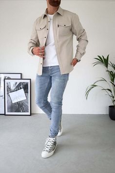 Button Down Shirt Jacket – Shirts In Style Mens Fall Outfits, Fall Outfits Men, Shirt Cuff, Sleeve Cuff, Men Shirt Style, Button Shirt, Outfit Casual, Casual Shirts For Men, Shirt Jacket