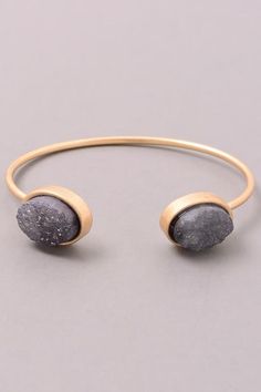 Druzy stone end cuff Druzy, Pearl Earrings, Cuff, Bracelet, Stone