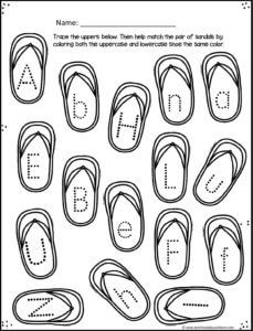 a printable worksheet for the letter e with shoes and letters on it