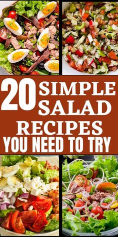 Love to make simple salad recipes? Don't worry you're in the right place. I like simple recipes and these are simple salad recipes you'll like. If you'll like to make simple salad recipes then this pin is for you so don't hesitate and check them out. Salad Recipes With Chicken, Plain Salad, Simple Salad Recipes, Salad Salad, Simple Salad