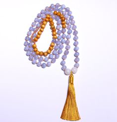 Pick Your Gemstone (9 Options) - Handmade Mala Necklace 108 Beads with Semi Precious Gemstones - Zayra Mo Lavender Aromatherapy, Fertility Boost, Survival Instinct, 108 Mala Beads, Healing Arts, 108 Bead, Mala Necklace, Lavender Oil, Clear Quartz Crystal