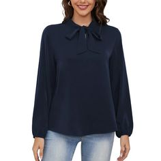 Elevate your style with the Asklazy Womens Dressy Chiffon Blouse. This elegant shirt top is perfect for both business and casual occasions. Crafted from lightweight chiffon fabric, it offers a soft and luxurious feel against your skin. The tie neck detail adds a touch of sophistication and femininity, making it a standout piece in your wardrobe. Whether you're heading to the office or going out for a casual day, this blouse is versatile and easy to pair with different bottoms. Pair it with a pen Tie Neck Shirt, Casual Tie, Elegant Shirt, Chiffon Blouse, Professional Look, Chiffon Fabric, Work Casual, Plus Size Tops, Top Shirt