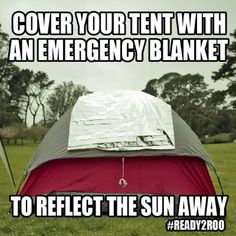 Our Favorite Camping Tips, Tricks & Hacks - Life in the Nerddom Camping Ideas For Couples, Tent Hacks, Kangoo Camper, Zelt Camping, Tenda Camping, Tent Camping Hacks, Camping Desserts, Emergency Blankets, Emergency Blanket