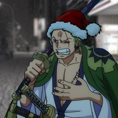 a man in a santa hat holding a baseball bat