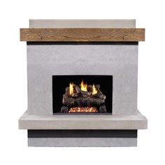 American Fyre Designs Brooklyn Smooth Gas Fireplace with French Barrel Oak Mantel Contemporary Outdoor Fireplaces, Installing A Fireplace, Reclaimed Wood Mantel, Wooden Mantel, Smooth Concrete, Gas Log Sets, Outdoor Gas Fireplace, Wood Mantels, Gas Logs