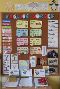 a bulletin board with pictures and magnets on it