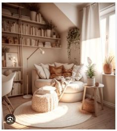 a living room filled with furniture next to a window