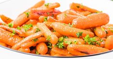 carrots with parsley in a white bowl