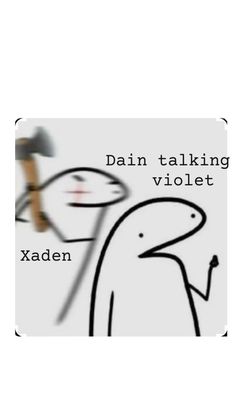 an image of a sticker with the caption'dan talking violett '