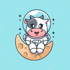 a cow is sitting on the moon