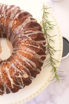 a bundt cake sitting on top of a white plate