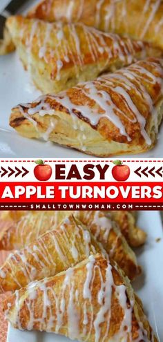 apple turnovers with icing and cinnamon on top