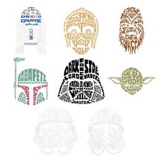 star wars inspired typograms are arranged in different colors and sizes, with the words above them