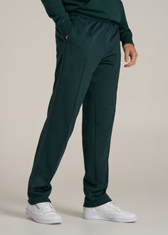 Track Pants Made for the Long-Legged Runner Hit Your Stride For the tall man who never slows down, our Tricot Extra-Long Track Pants are here to keep up. Whether you're sprinting on the track or sprinting through errands, these men's tall active pants offer the stretch and comfort you need to move freely. The mid-rise fit ensures they sit comfortably, while the internal drawstring keeps them secure. Pre-washed to maintain size and quality, these are the athletic pants for tall men you'll reach f Green Full Length Sportswear Bottoms, Green Full-length Gym Pants, Full Length Joggers With Comfort Waistband, Green Jogging Pants With Elastic Waistband, Green Relaxed Fit Pants For Jogging, Green Sporty Straight Leg Sweatpants, Sporty Green Straight Leg Sweatpants, Green Straight Leg Sporty Sweatpants, Green Jogging Pants With Pockets