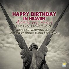 an angel statue with the words happy birthday in heaven