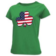 Irish spirit and American Pride come together with the Ladies Shamrock USA Flag T-shirt.100% Pre-shrunk cotton jerseyLadies fit, semi-fitted, size up for looser fitScreen printed design Army Wife Tattoos