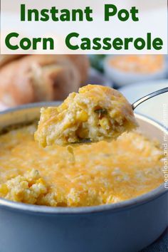 a spoonful of instant pot corn casserole