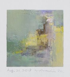 an abstract painting with green and yellow colors