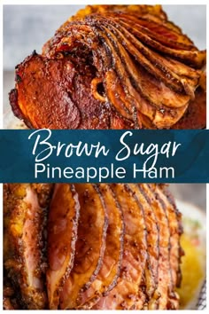 brown sugar pineapple ham on a plate