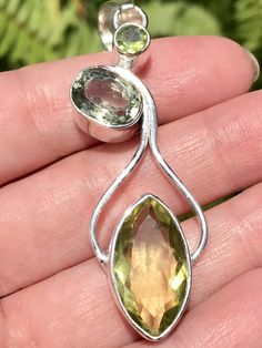 Green Amethyst, Citrine and Peridot Pendant - Morganna’s Treasures Handmade Green Amethyst Gemstones, Green Amethyst Jewelry, Prosperity And Abundance, Peridot Pendant, Self Image, Positive Outlook, Crown Jewels, Chakra Stones, Green Amethyst