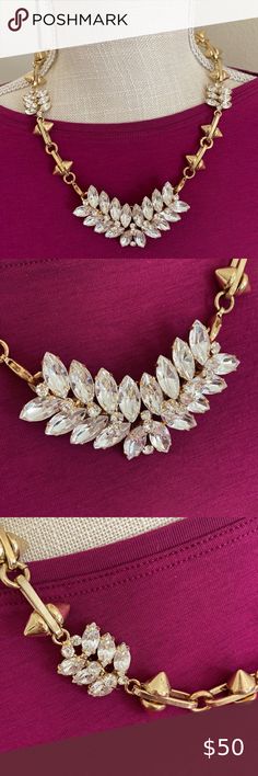 CAbi Statement Necklace/Brooch Rhinestone Fashion, Stunning Necklace, Clear Rhinestones, Statement Necklace, Gold Tones