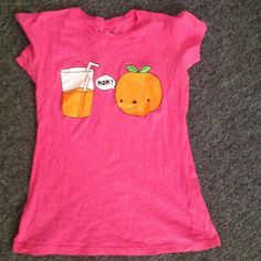 Has An Orange With Orange Juice On It & A Bubble That Says "Mom"... Bnwot Playful Pink Cotton Tops, Cute Pink T-shirt With Funny Print, Pink Short Sleeve Sweet Top, Sweet Pink Short Sleeve Top, Cute Pink Top With Letter Print, Cute Pink Tops With Letter Print, Pink Funny Print Kawaii Tops, Pink Kawaii Top With Funny Print, Sweet Cotton Tops With Fruit Print