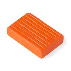 an orange plastic object on a white background