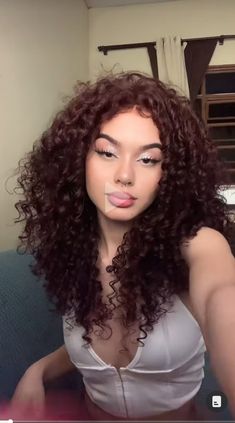 Hair Color Ideas For Curly Black Hair, Dark Red Curly Hair Burgundy, Peekaboo Curly Hair, Red Hair Ideas, Cherry Hair Colors, Cherry Red Hair