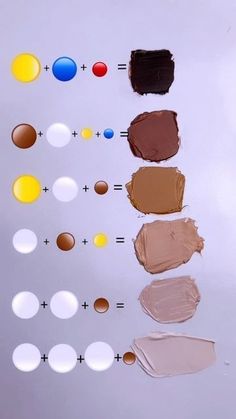 the different shades of makeup are arranged on top of each other, including brown and yellow