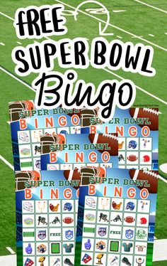 three free super bowl bingos on a football field