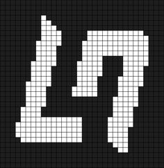 A pixel art template of Lando Norris' logo L N (white on black). F1 Grid Aesthetic, Formula 1 Perler Beads, F1 Grid, Lando Norris Logo, Ferrari Cross Stitch, Formula 1 Alpha Pattern, F1 2022 Grid