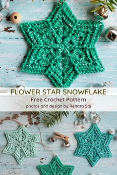 crochet pattern for a flower star ornament